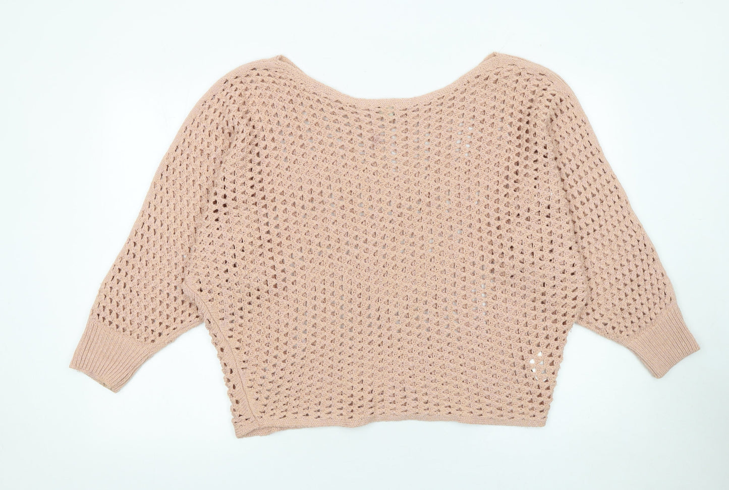 River Island Women’s Beige Open Knit Pullover Jumper UK 14