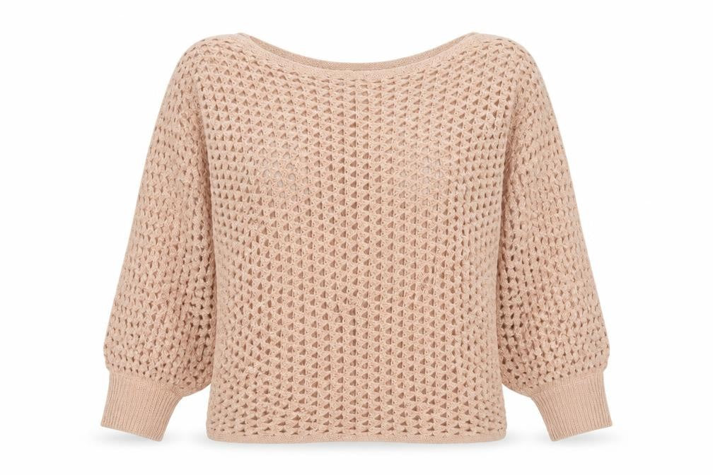 River Island Women’s Beige Open Knit Pullover Jumper UK 14