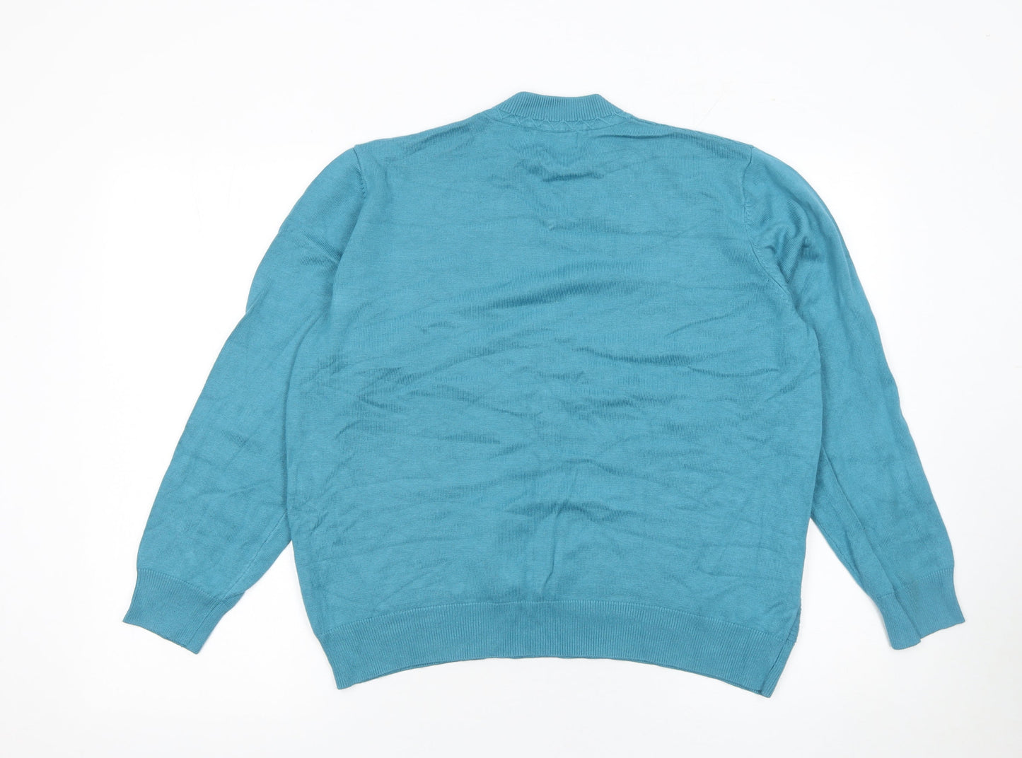 Castle of Ireland Women's Blue Mock Neck Beaded Jumper Size M
