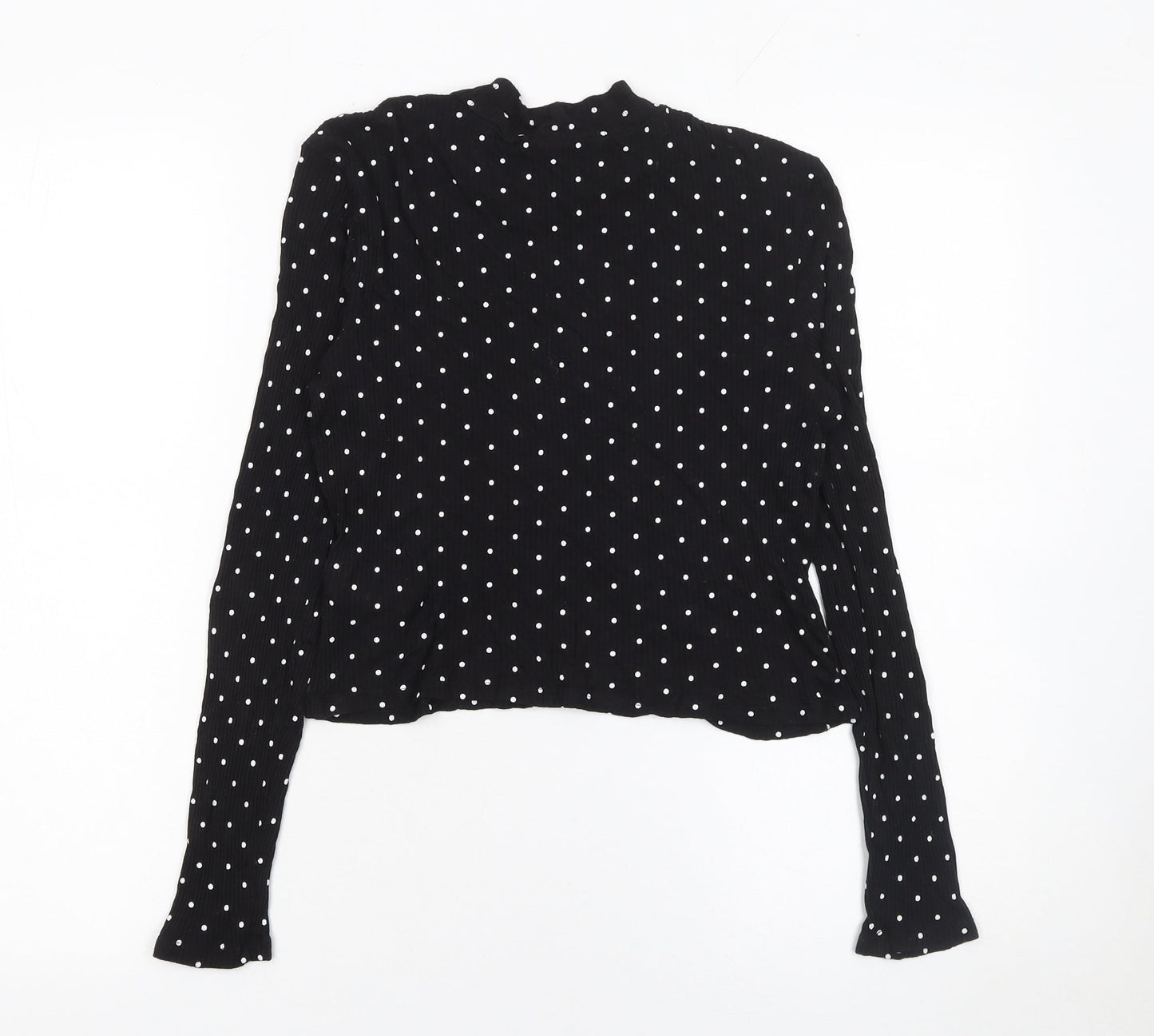 H&M Divided Women’s Black Polka Dot Long Sleeve Mock Neck Top Size M