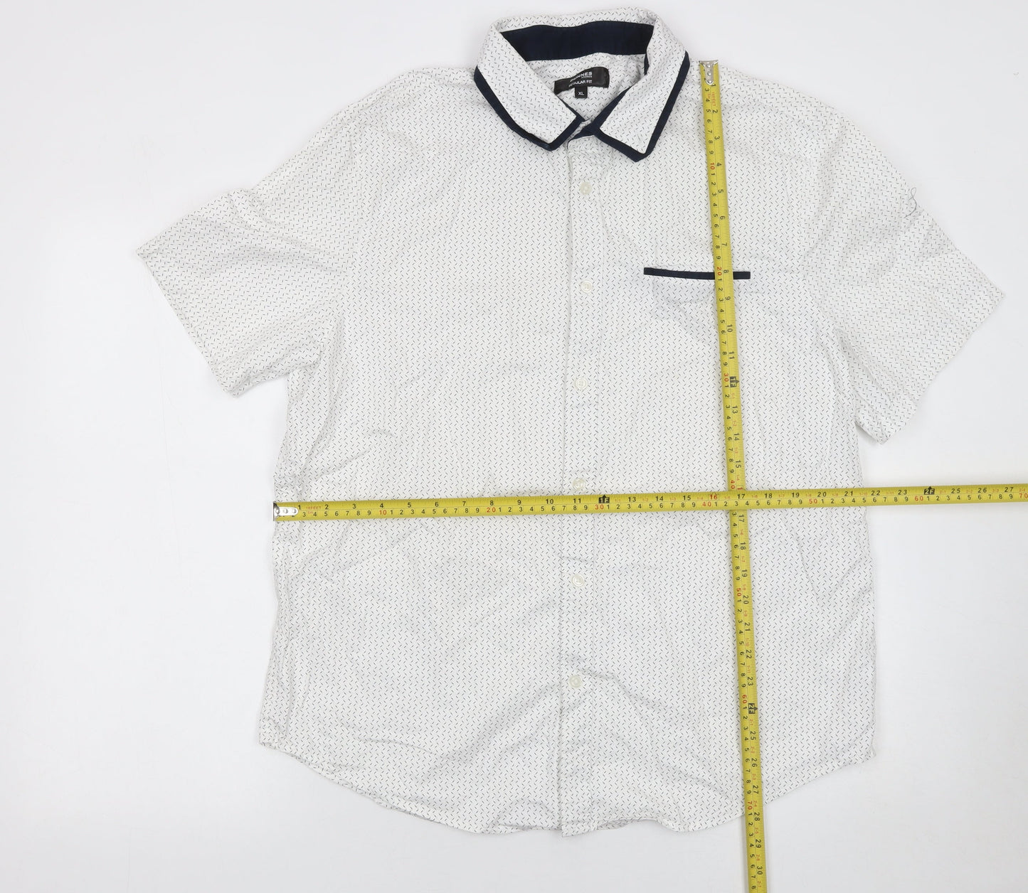 Dunnes Stores Men's White Short Sleeve Regular Fit Cotton Shirt XL