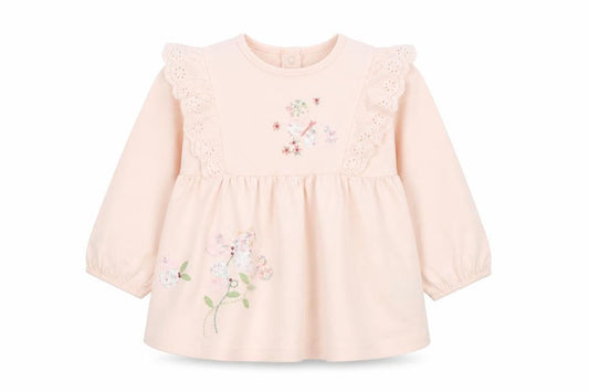 Next Baby Pink Floral Embroidered Long Sleeve Tunic Blouse 9-12 Months