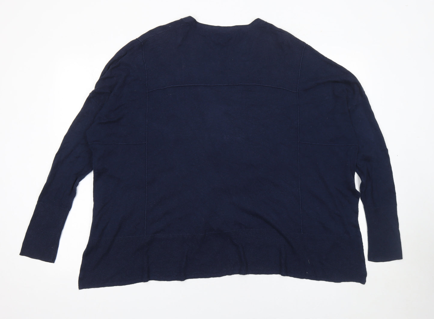 French Connection Women's Blue L V-Neck Button Knitted Cardigan