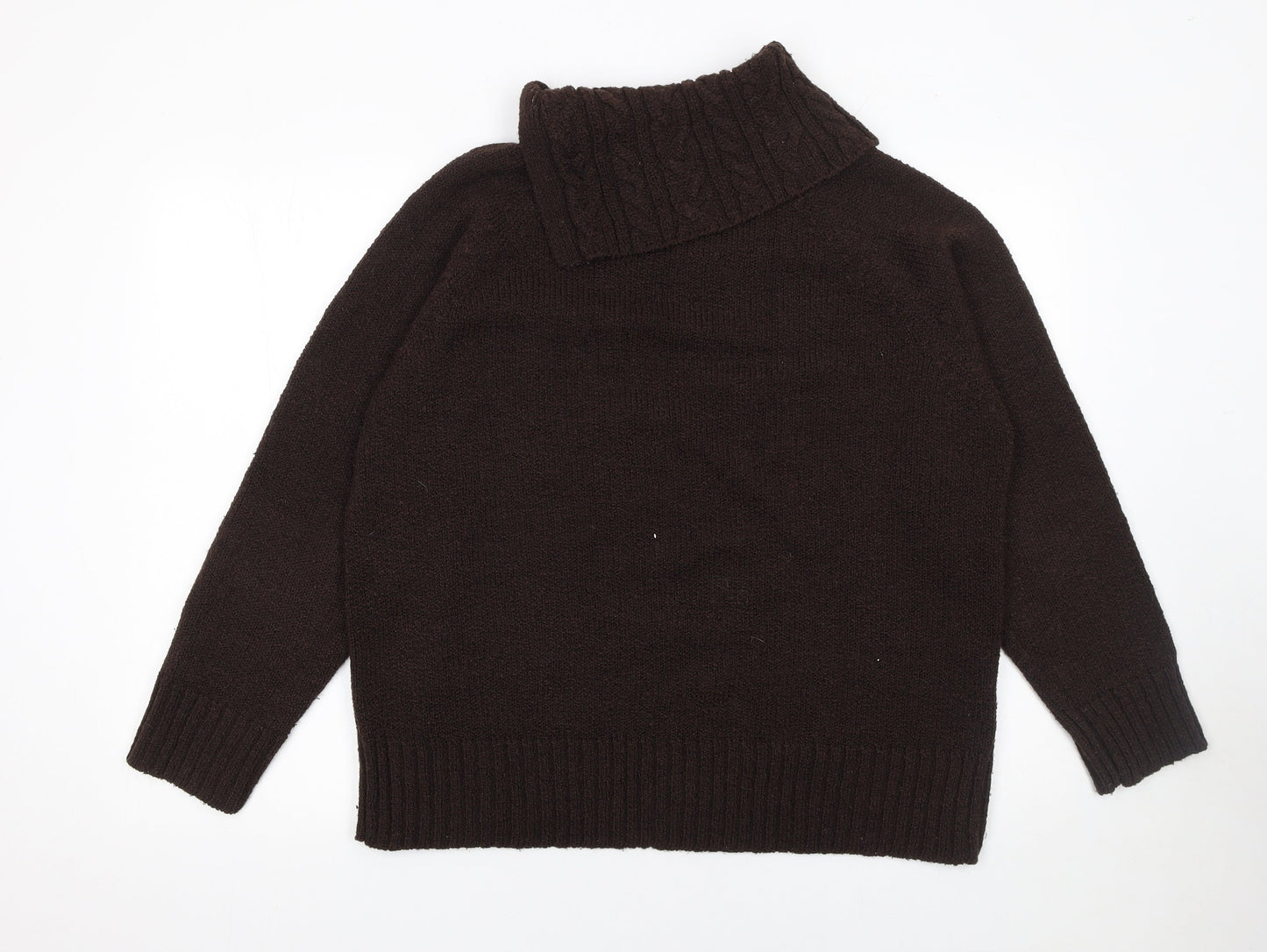 Bonmarché Women Brown Chunky Knit High Neck Pullover Jumper Size L