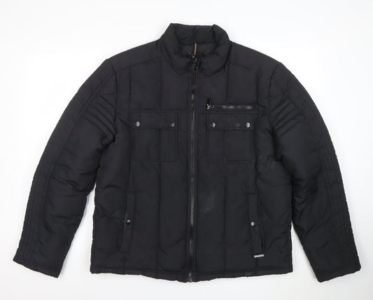 Kenneth Cole Reaction Men's Black L Puffer Jacket Winter Polyester Zip