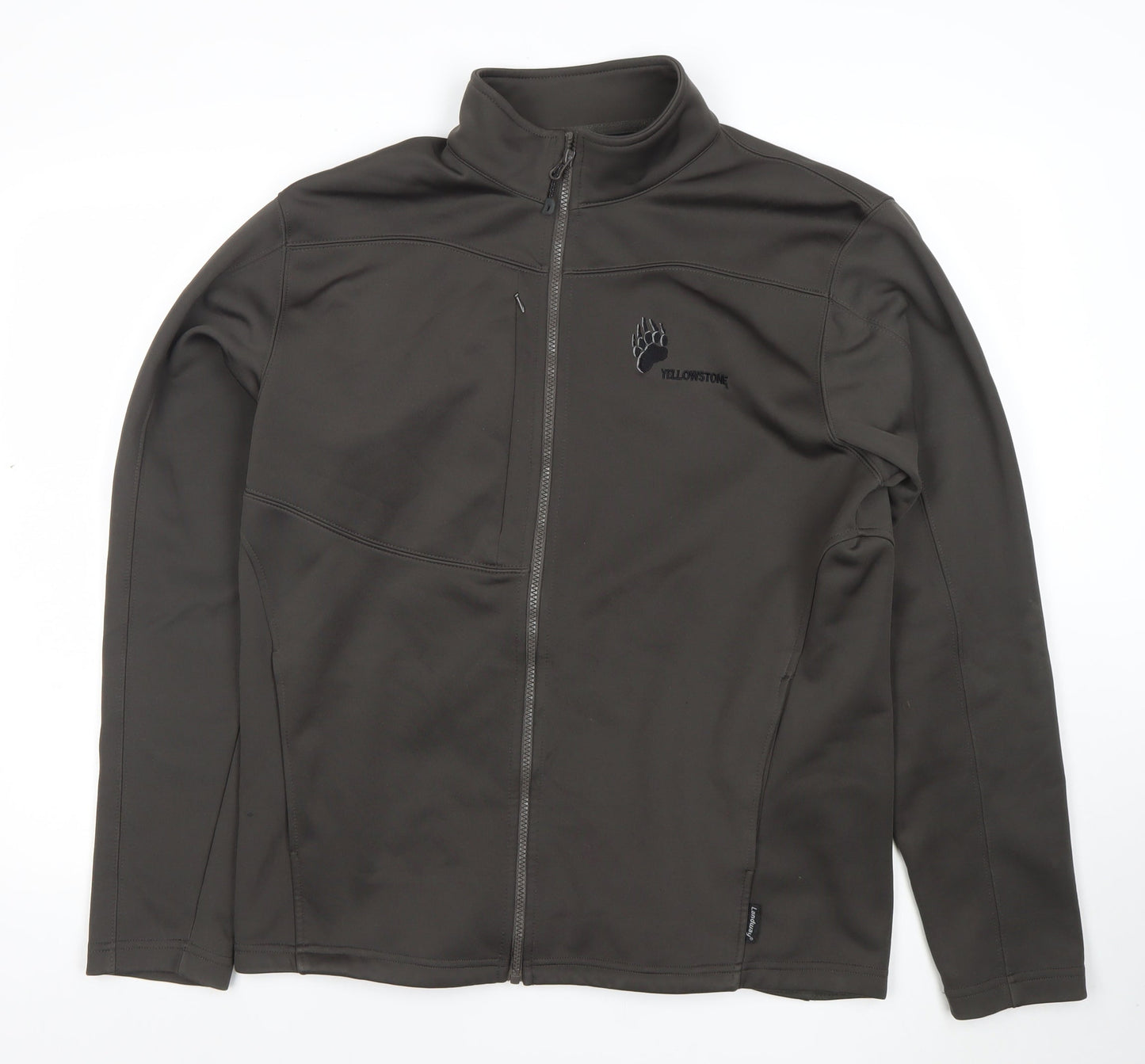 Landway Mens Brown Soft Shell Fleece Jacket L Full Zip Outdoor