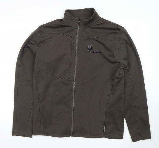 Landway Mens Brown Soft Shell Fleece Jacket L Full Zip Outdoor