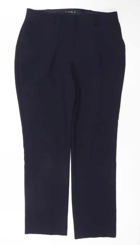 Dunnes Women’s Blue Polyester Straight Leg Trousers Size 12