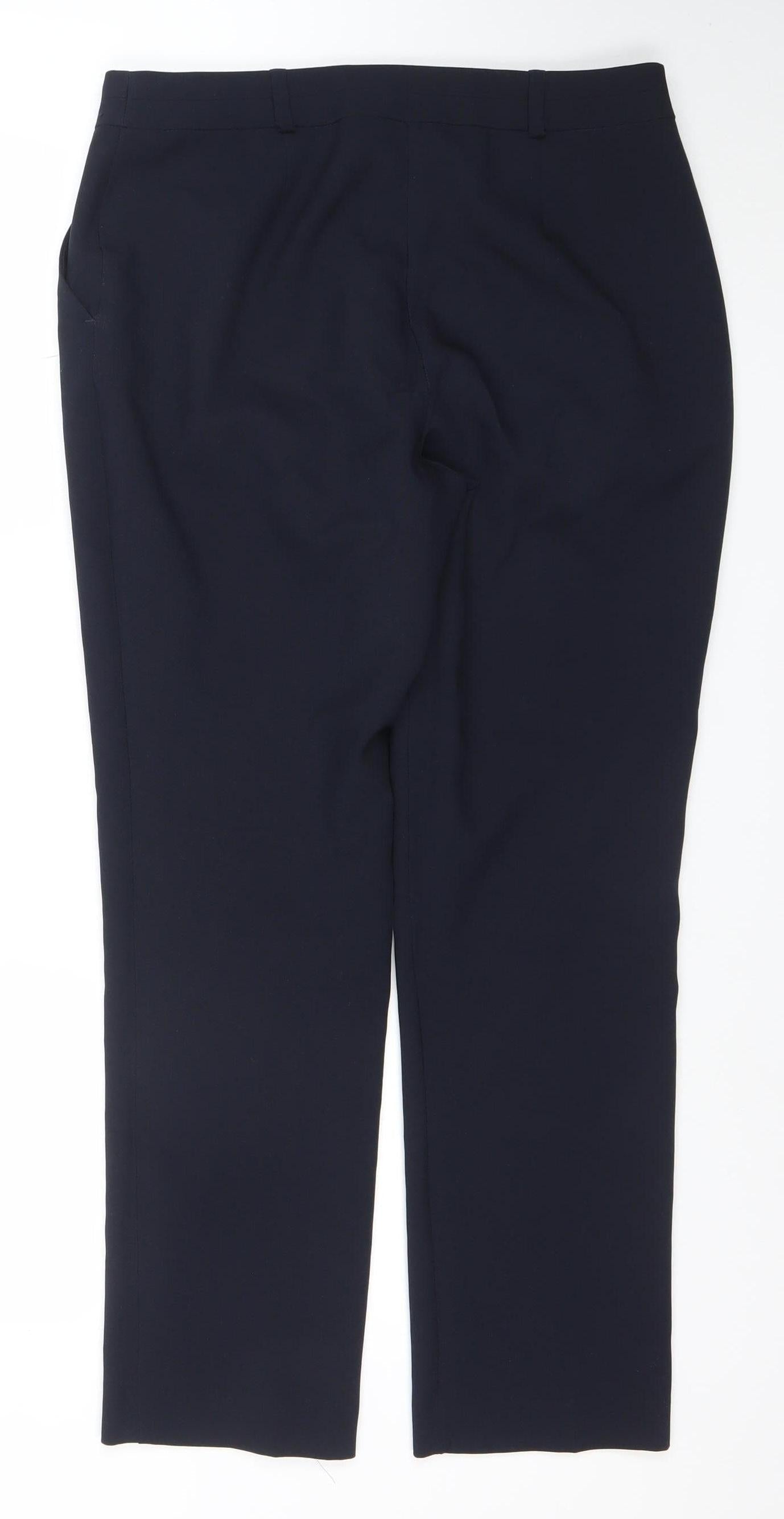Dunnes Women’s Blue Polyester Straight Leg Trousers Size 12