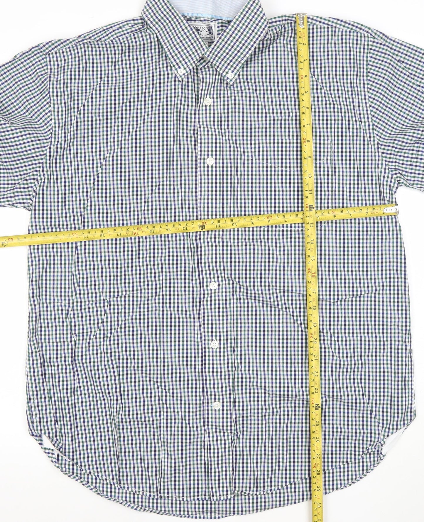 The Oxford Shirt Co. Men's Blue Check 16.5 Button-Down Cotton Shirt