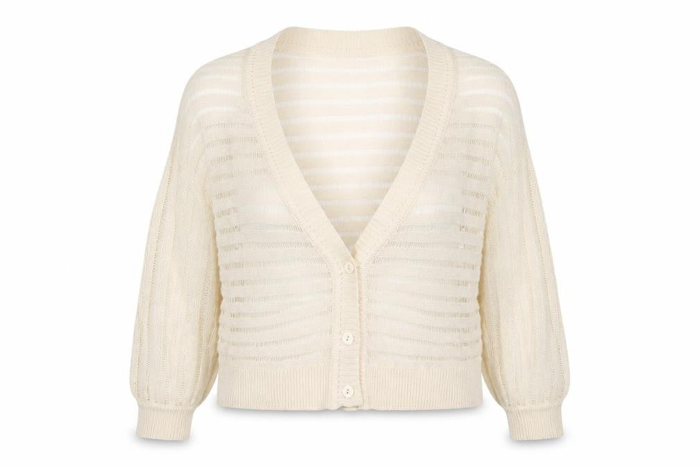 Therapy Women's Ivory Open Knit V-Neck Button Cardigan Size 8