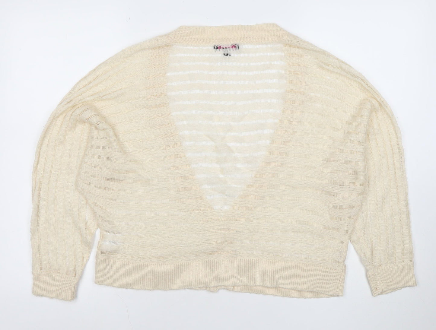 Therapy Women's Ivory Open Knit V-Neck Button Cardigan Size 8
