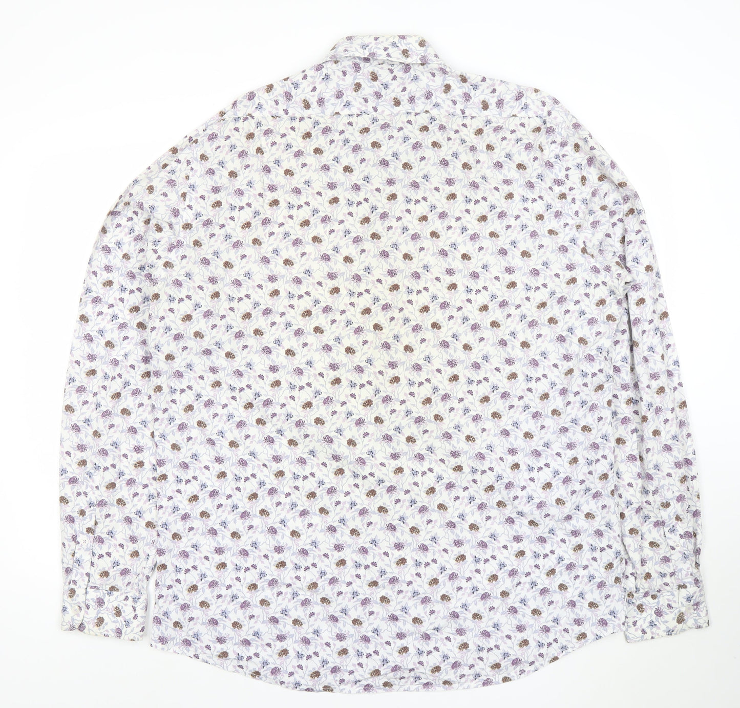Marks and Spencer Autograph Men's Multicoloured Floral Cotton Long Sleeve Shirt 17.5