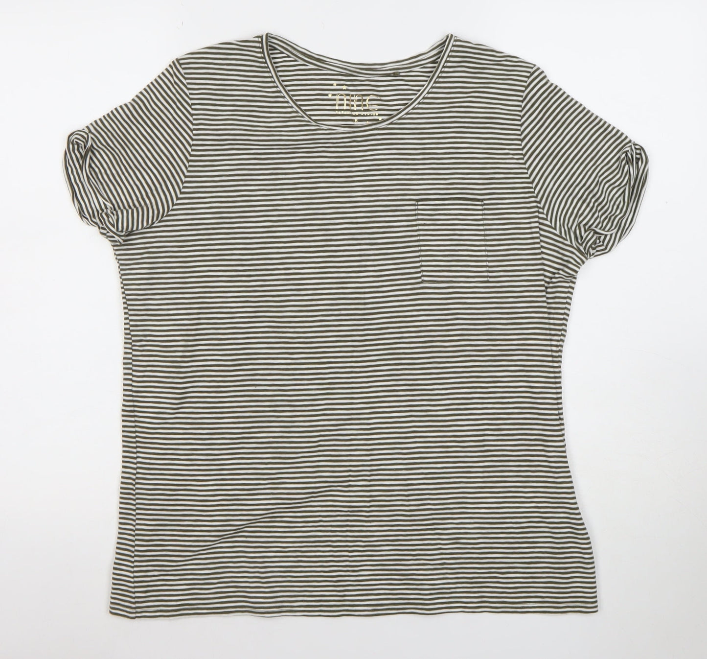 Nine by Savannah Miller Women’s Green Striped Cotton T-Shirt Size 6