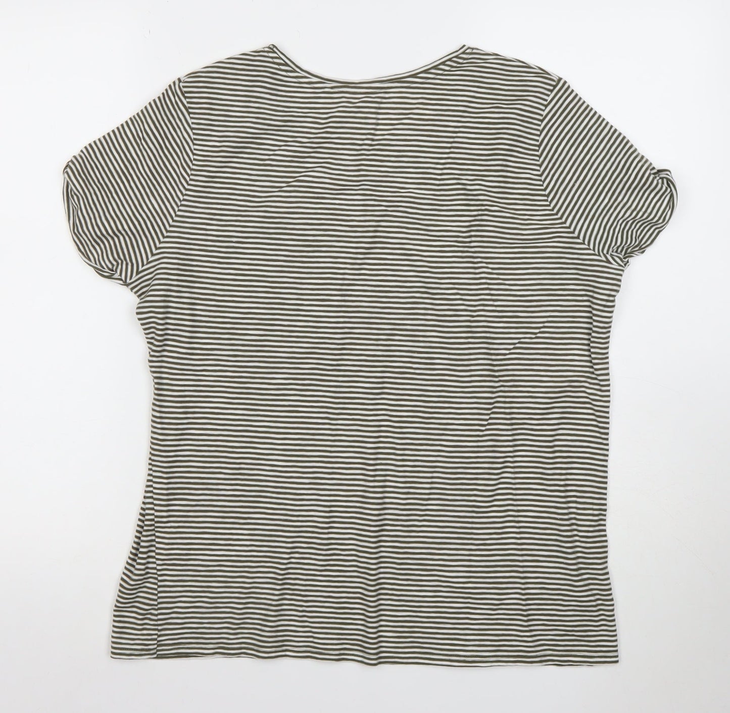 Nine by Savannah Miller Women’s Green Striped Cotton T-Shirt Size 6