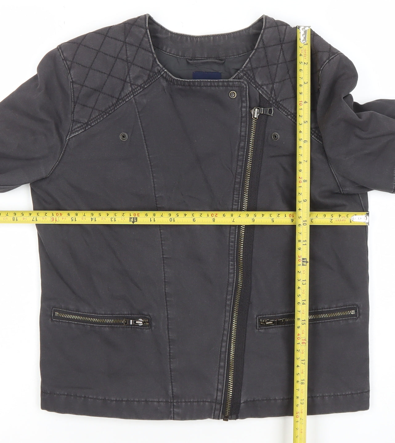 GAP Women’s Black Cotton Blend Quilted Biker Jacket Size 8