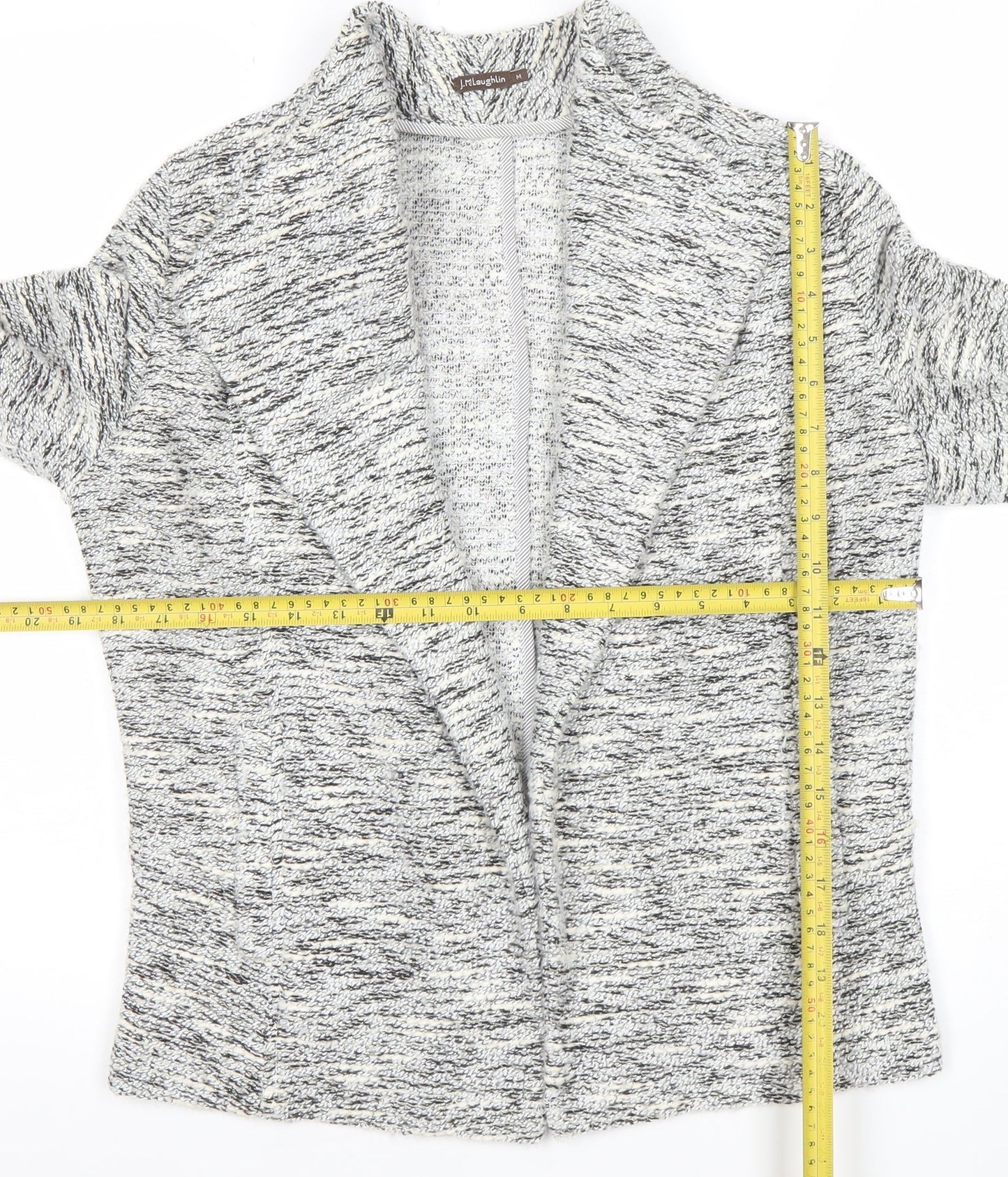 J.McLaughlin Women's Grey Knit Open Cardigan Size M Polyester Blend