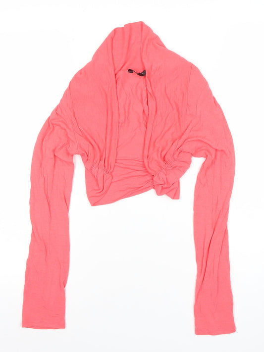 Savida Women’s Pink Cropped Long Sleeve Ruched Viscose Top Size 14