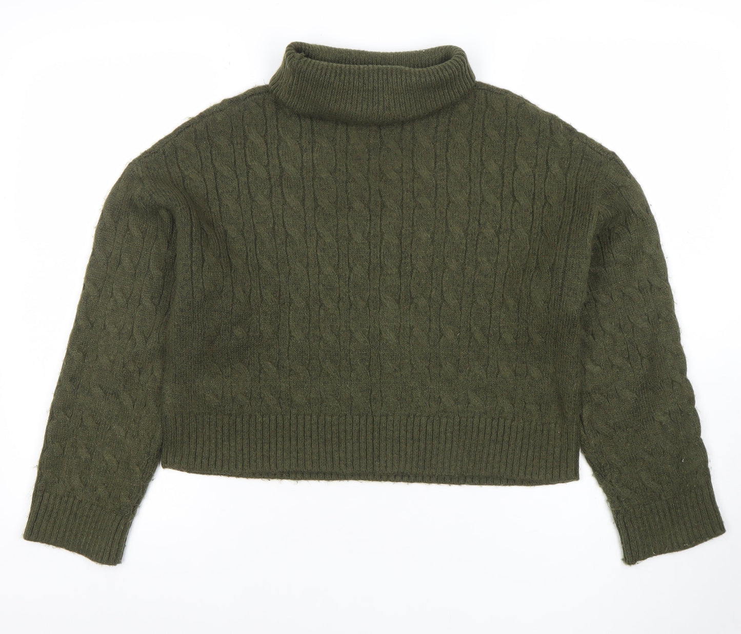 New Look Women’s Green Roll Neck Cable Knit Jumper Size S