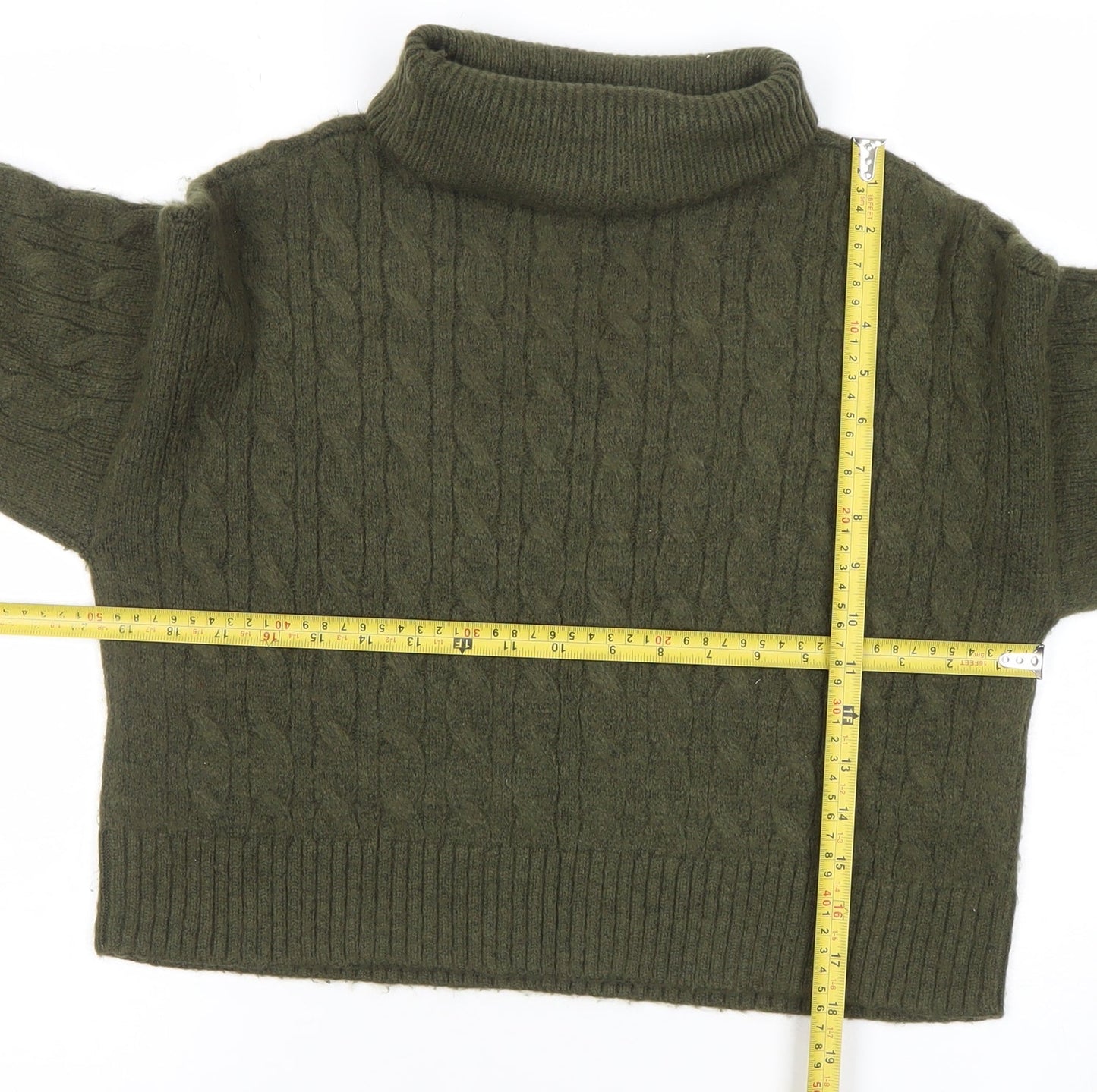 New Look Women’s Green Roll Neck Cable Knit Jumper Size S