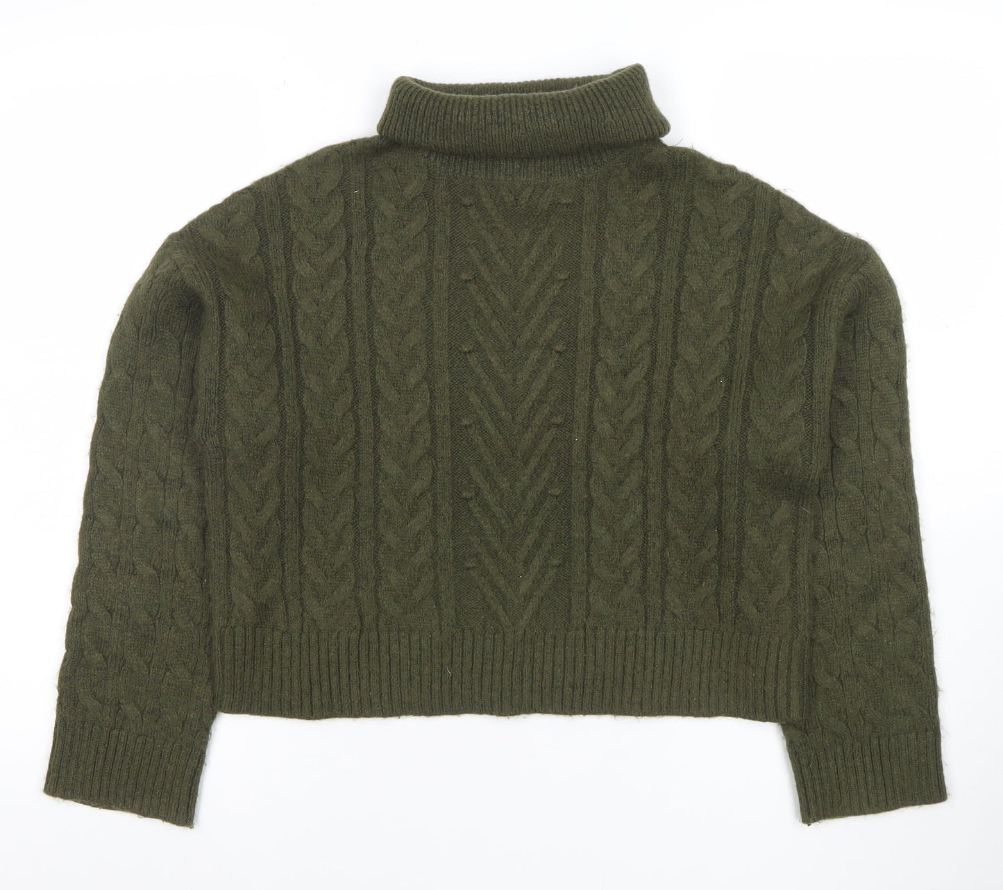 New Look Women’s Green Roll Neck Cable Knit Jumper Size S