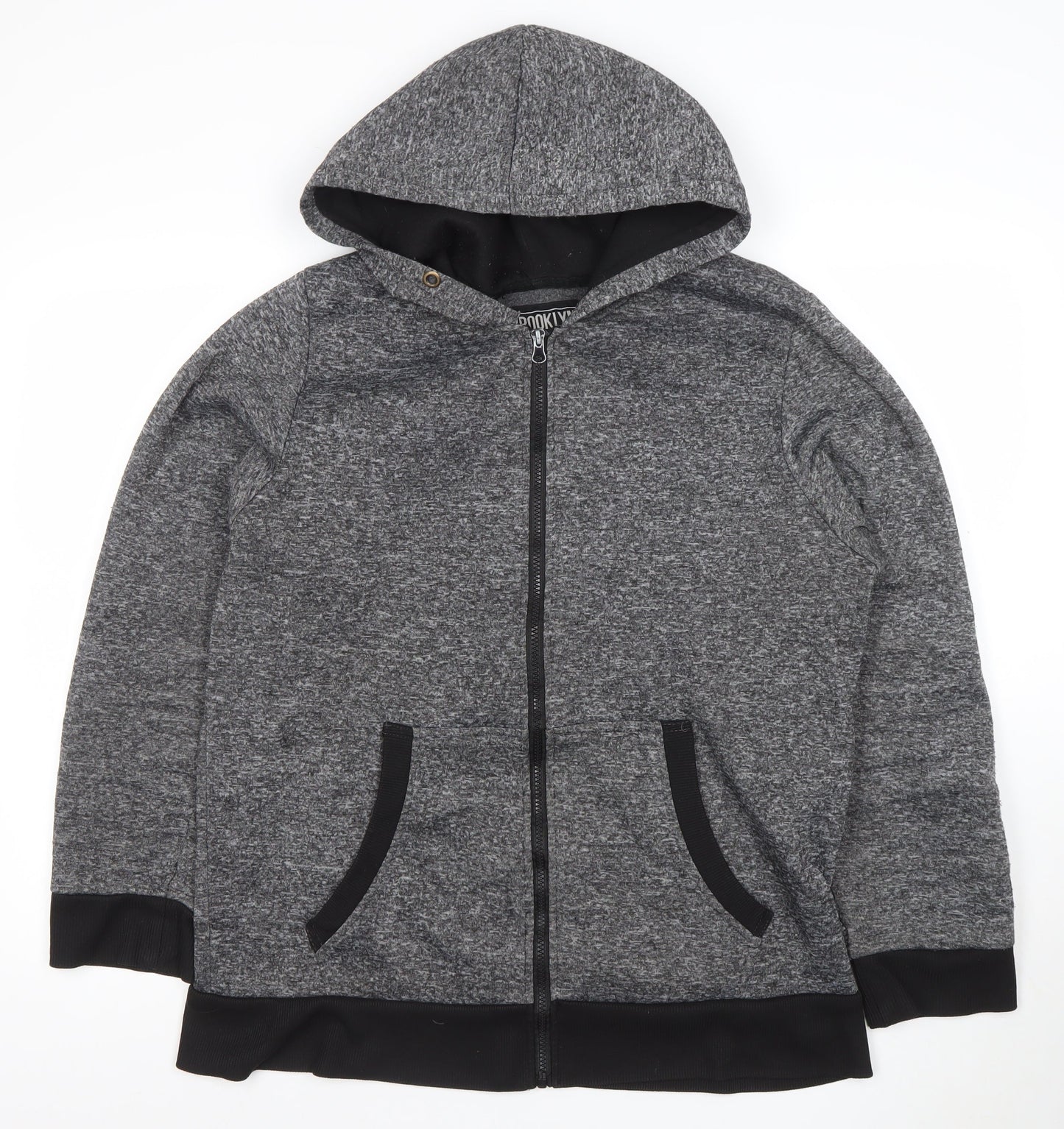 Brooklyn Xpress Men’s Grey Full Zip Hoodie Size L Regular Fit
