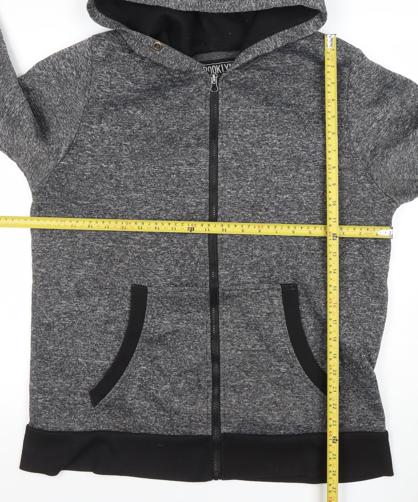 Brooklyn Xpress Men’s Grey Full Zip Hoodie Size L Regular Fit