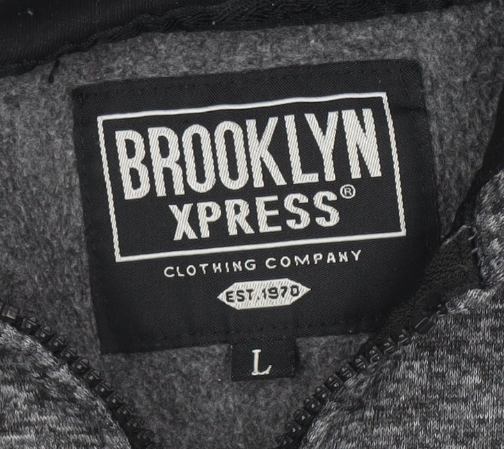 Brooklyn Xpress Men’s Grey Full Zip Hoodie Size L Regular Fit