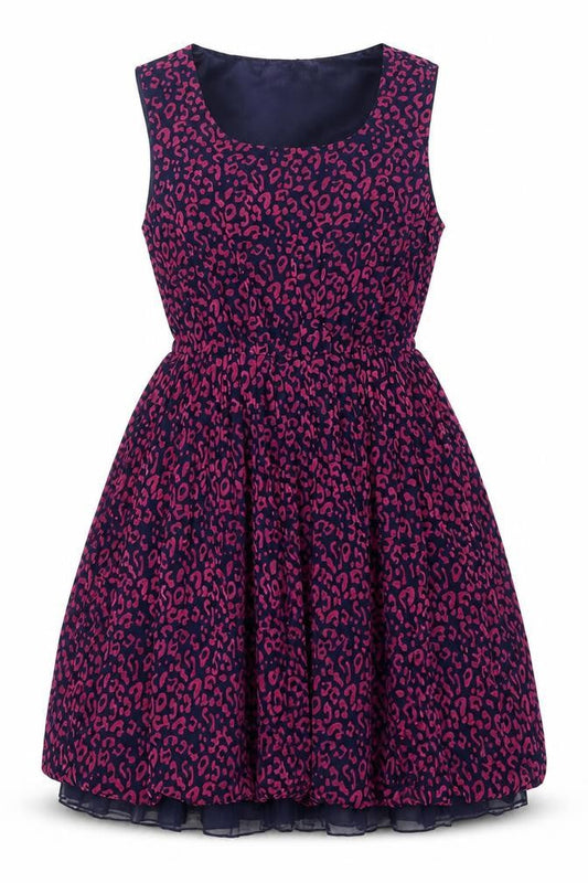 Classy Women's Multicoloured Leopard Fit & Flare Sleeveless Dress Size 2
