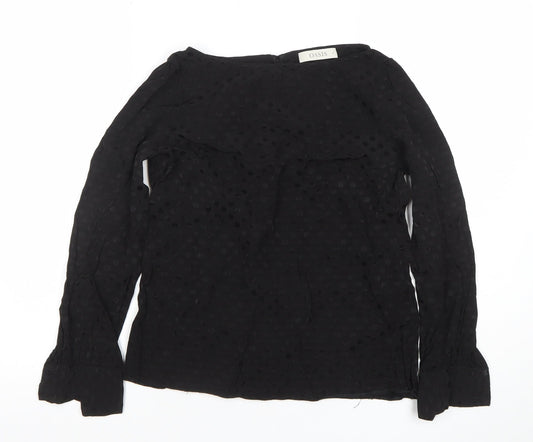 Oasis Women's Black Polka Dot Chiffon Long Sleeve Blouse Size 8