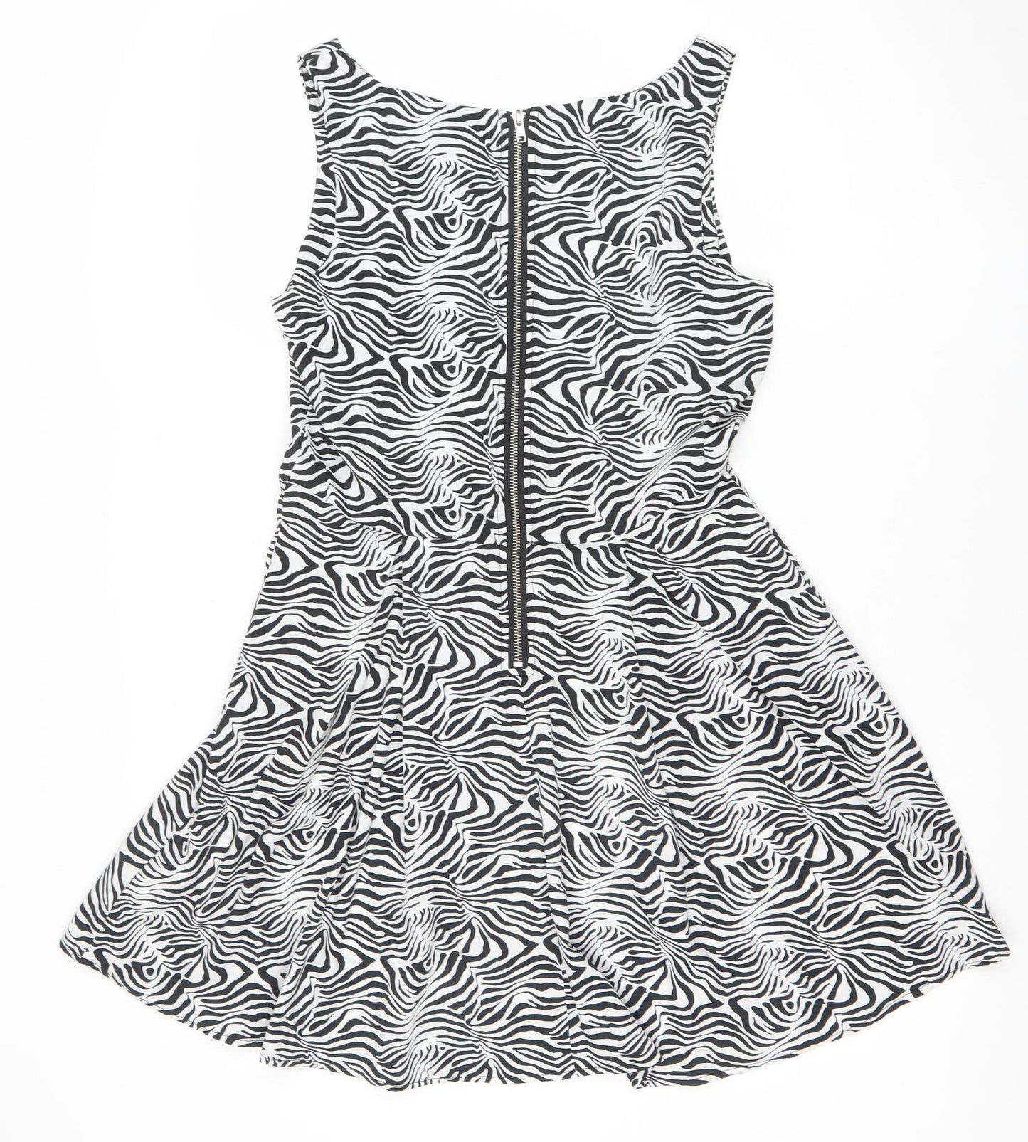 Mela Loves London Women’s Black Zebra Off Shoulder Fit & Flare Dress Size 12