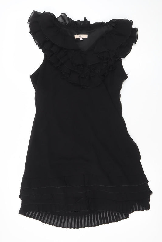 E-vie Women’s Black One Shoulder Ruffle Shift Dress Size 12