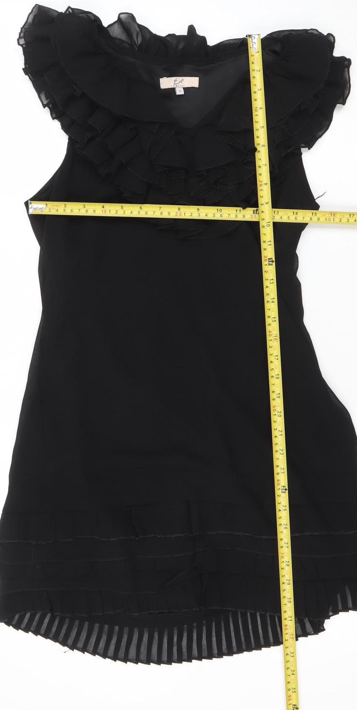 E-vie Women’s Black One Shoulder Ruffle Shift Dress Size 12