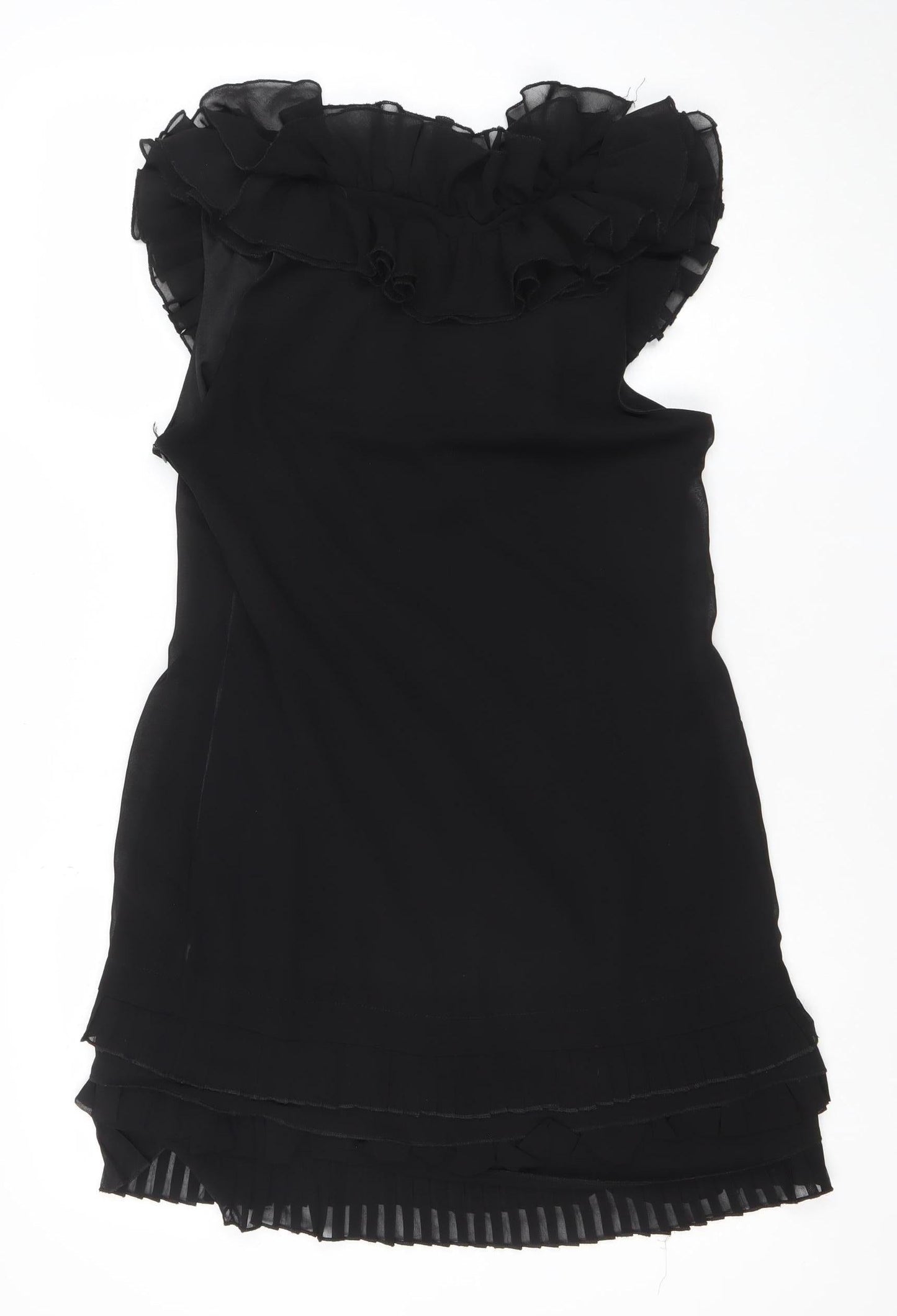 E-vie Women’s Black One Shoulder Ruffle Shift Dress Size 12