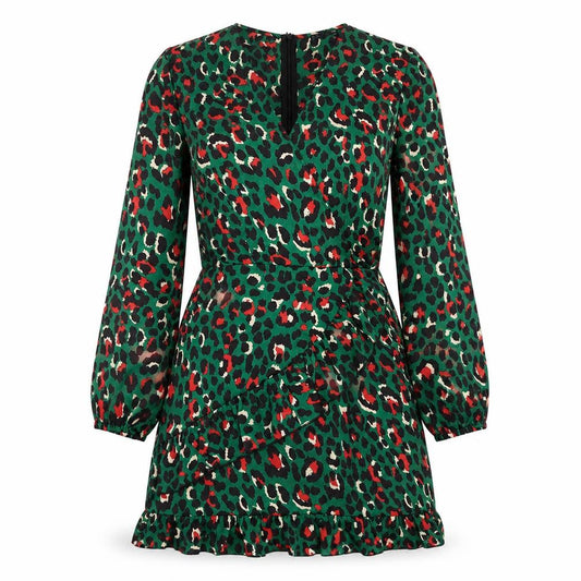 Quiz Womens Multicoloured Animal Print Ruffle Wrap Dress Size 12