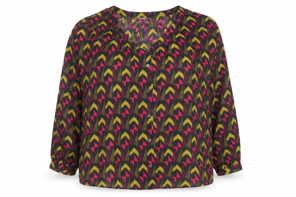 Whistles Women's Multicoloured Geometric Cotton Tunic Blouse Size 16