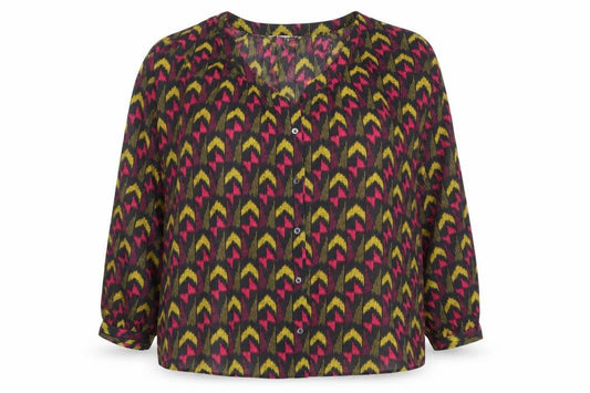 Whistles Women's Multicoloured Geometric Cotton Tunic Blouse Size 16