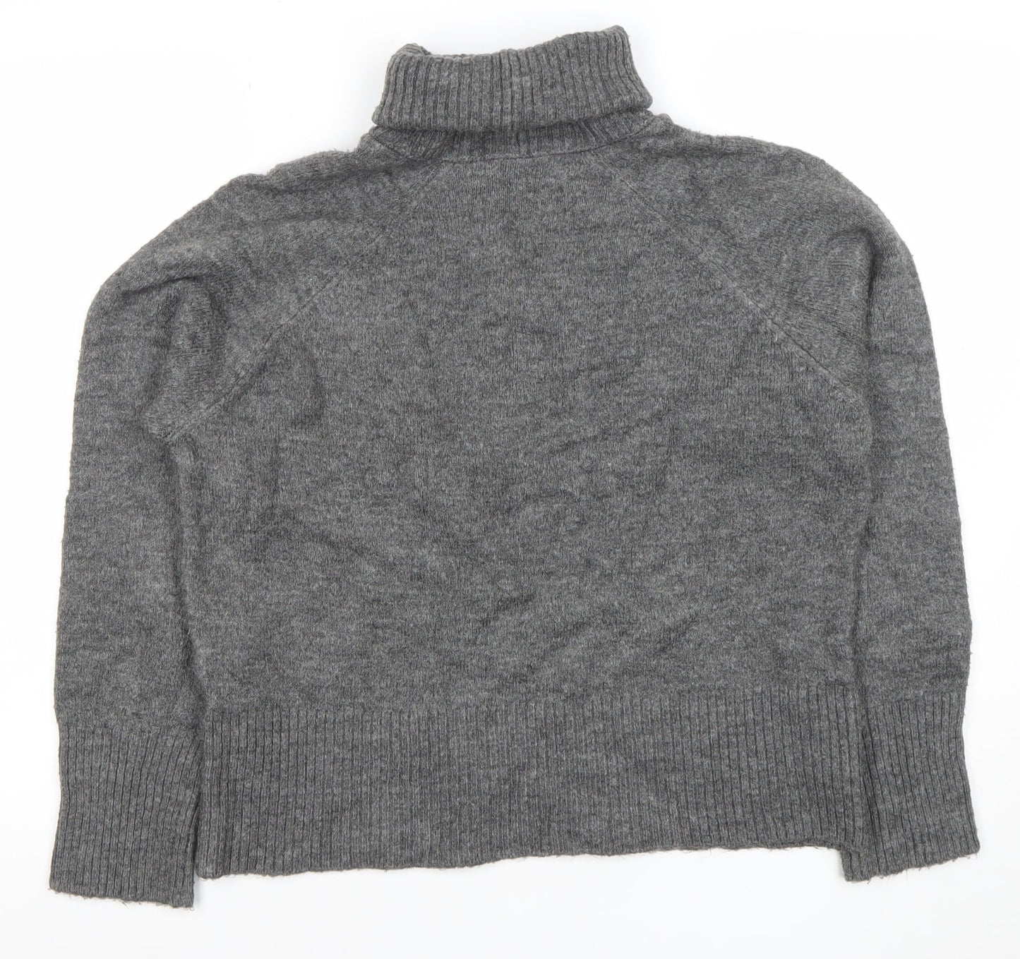 Zara Women Grey Wool Roll Neck Knit Jumper Size M