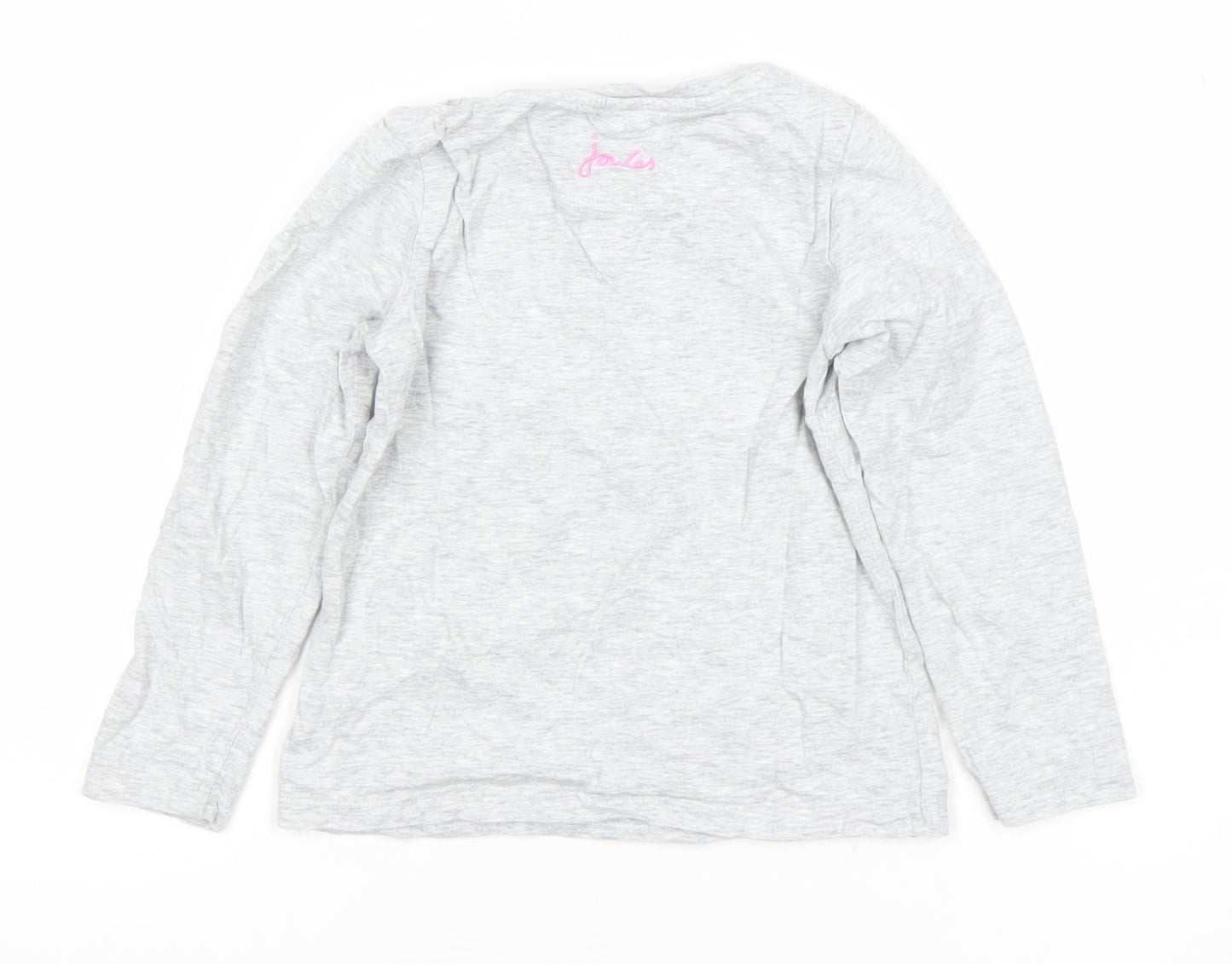 Joules Girls Grey Unicorn Sequin Long Sleeve Cotton T-Shirt 5 Years