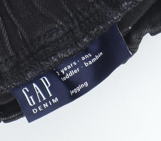 GAP Girls Black Denim Jegging Jeans 2 Years Elastic Waist Stretch