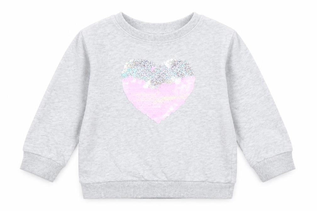 John Lewis Girls Grey Sequin Heart Pullover Sweatshirt 4 Years