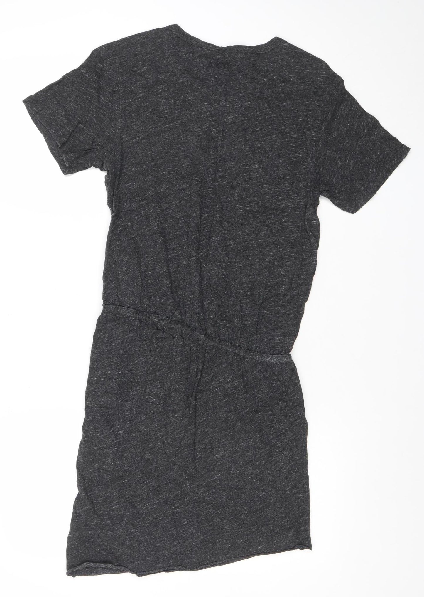 AllSaints Women Grey Short Sleeve Ruched T-Shirt Dress Size S
