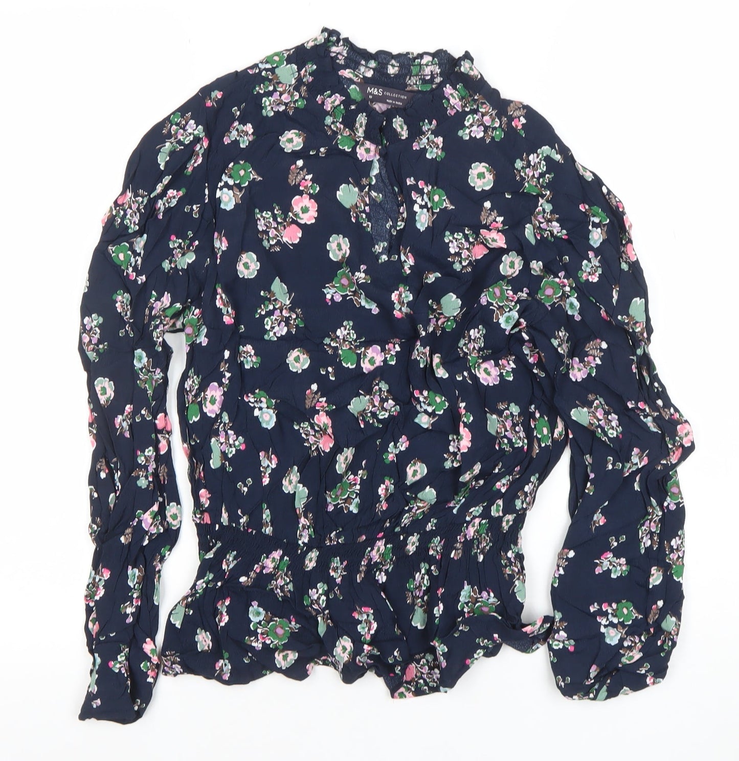 Marks and Spencer Womens Blue Floral Long Sleeve Tunic Blouse Size 10
