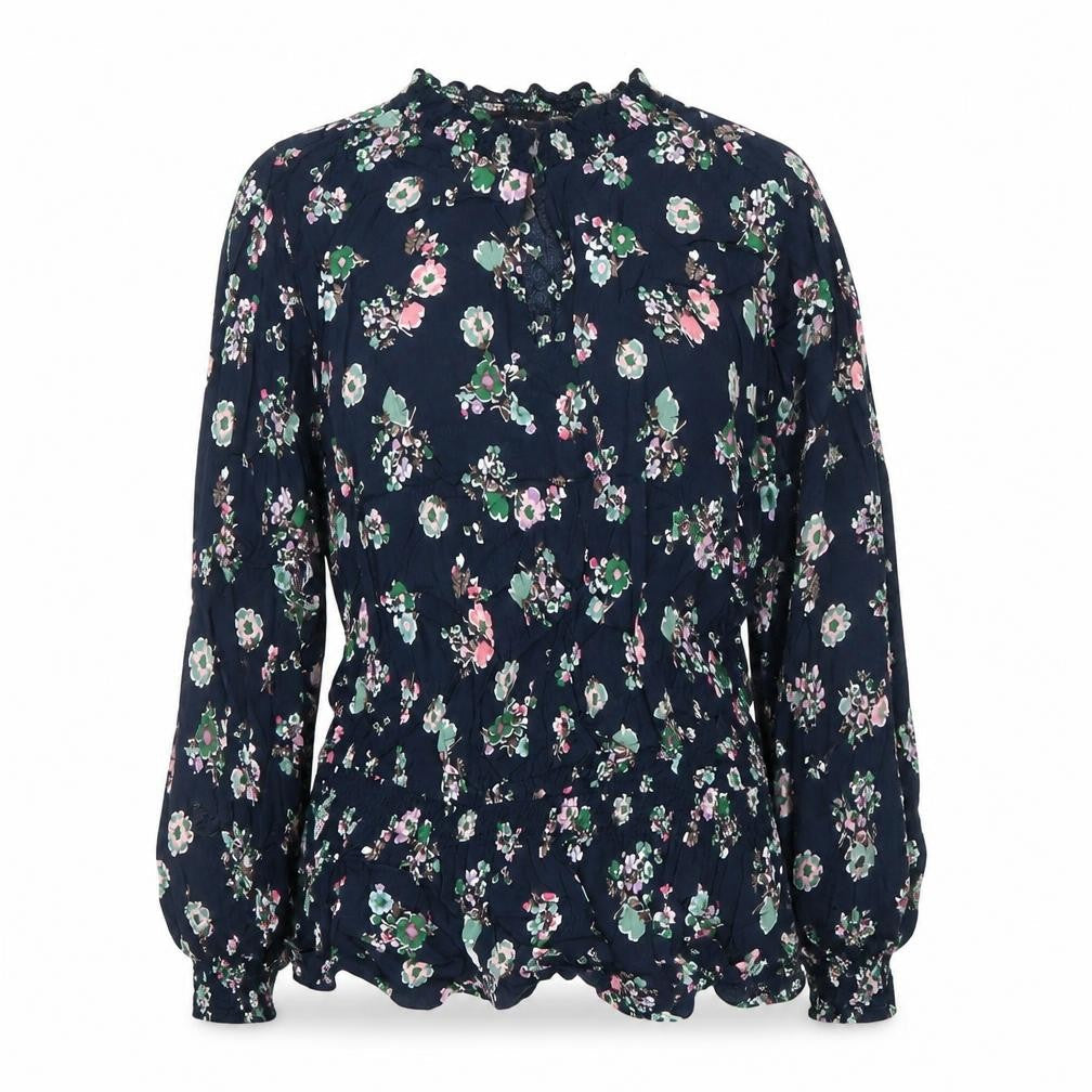 Marks & Spencer Womens Blue Floral Long Sleeve Tunic Blouse Size 10