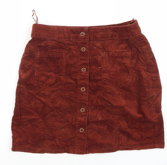 EDC Women’s Brown Corduroy Button Front Mini Skirt Size 10