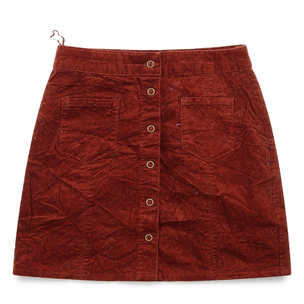 EDC Women’s Brown Corduroy Button Front Mini Skirt Size 10