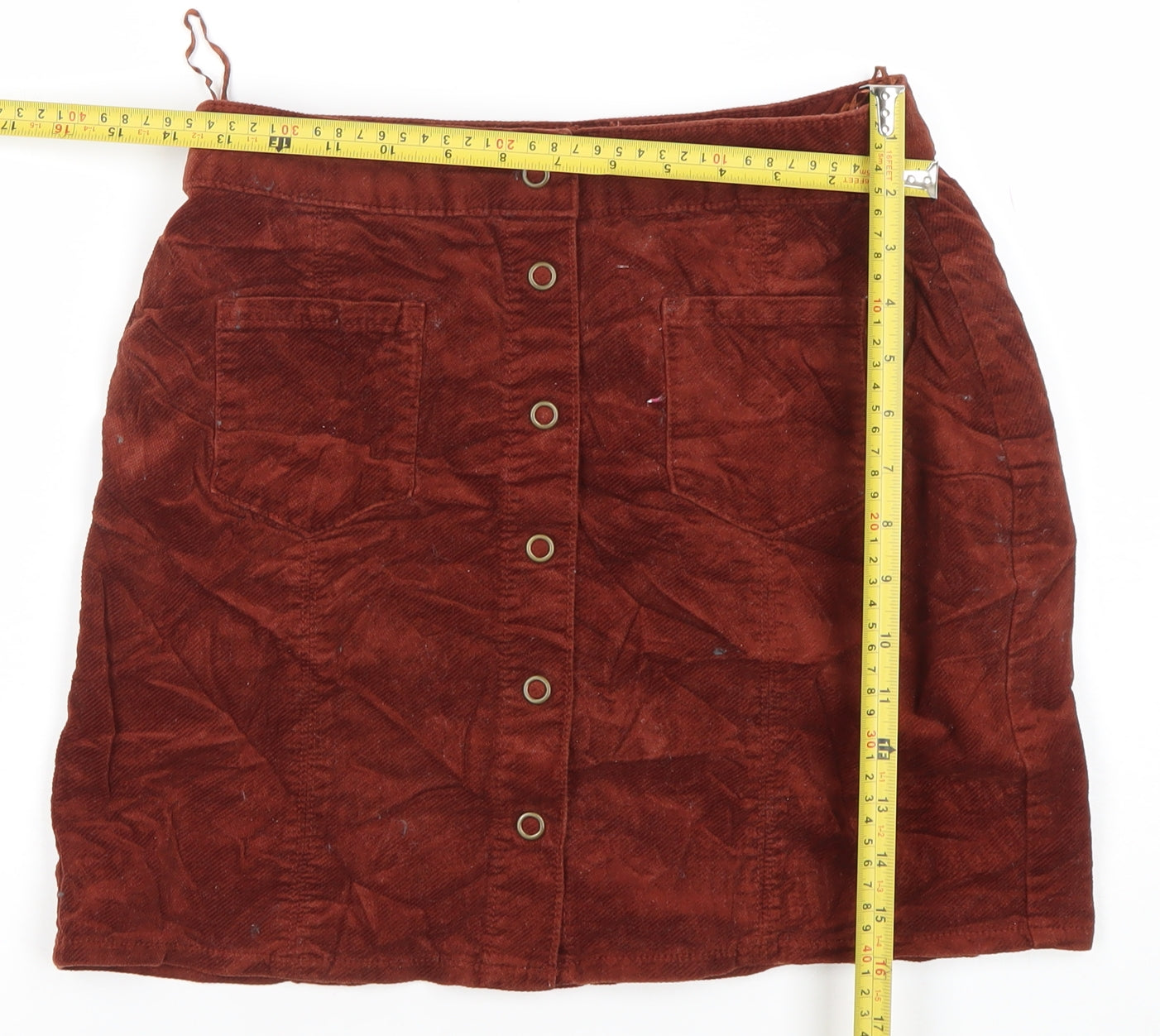 EDC Women’s Brown Corduroy Button Front Mini Skirt Size 10