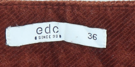 EDC Women’s Brown Corduroy Button Front Mini Skirt Size 10