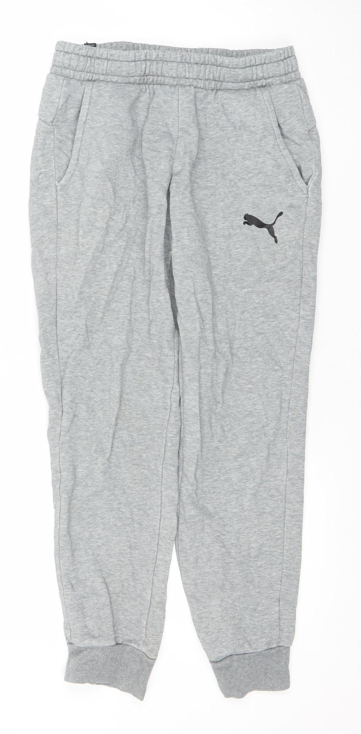 Puma Men Grey Small Jogger Sweatpants Elastic Waist
