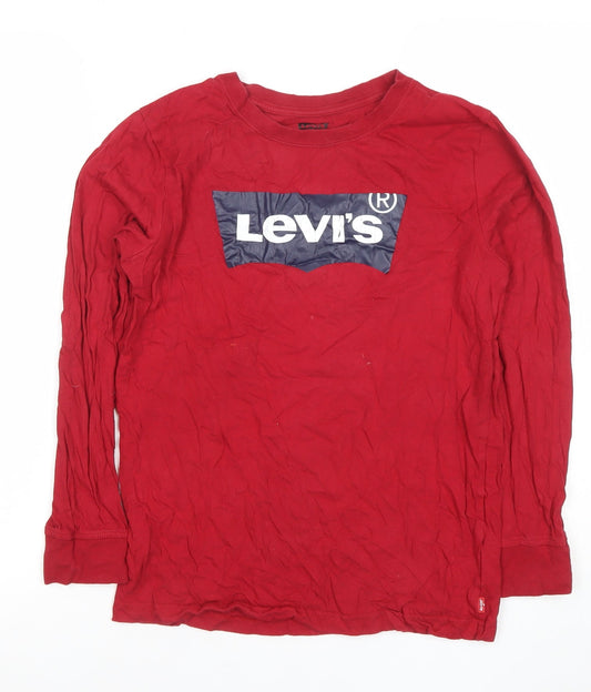 Levi's Boys Red Long Sleeve Logo T-Shirt Size 16 Years Cotton Crew Neck